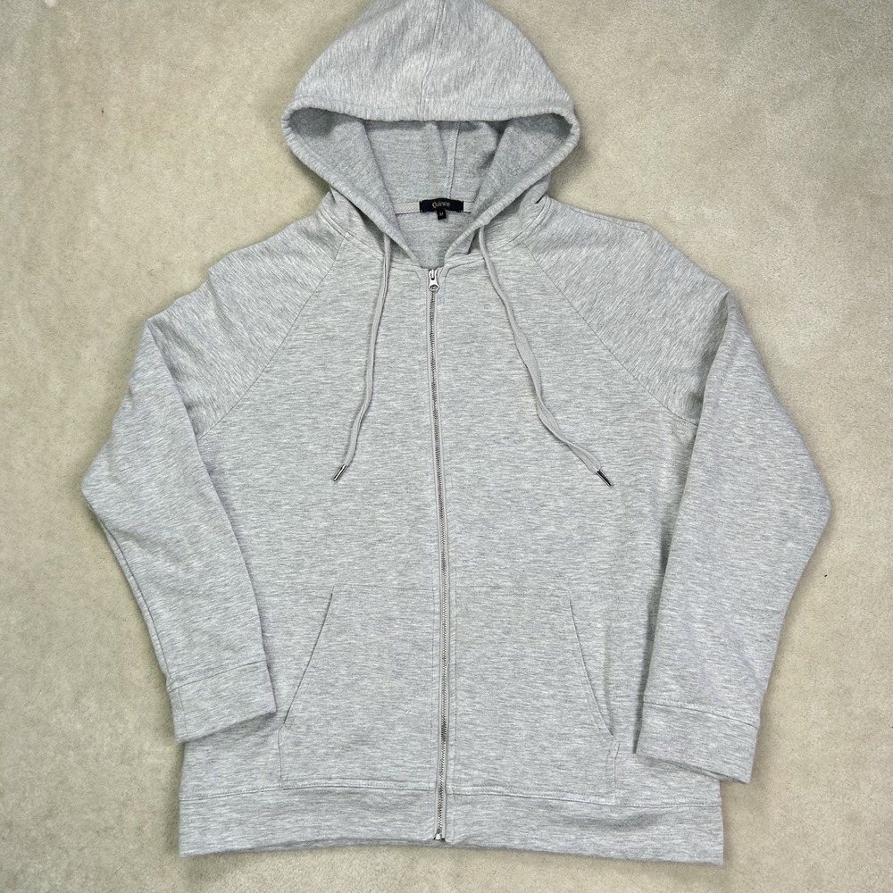 Quince Supersoft Fleece Zip Up Hoodie Women's Medium Grey Sweatshirt